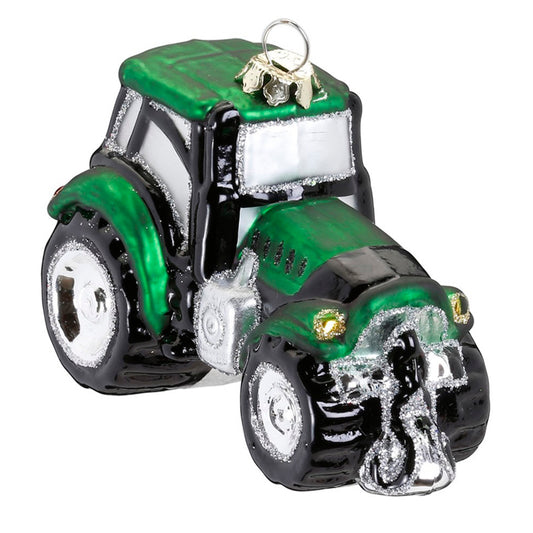 Glazen Kerstbal - Groene Tractor