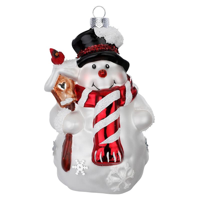 Glazen Kerstbal - Blije sneeuwpop (verkrijgbaar vanaf september)