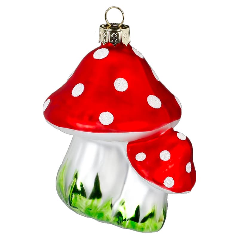 Glazen Kerstbal - Paar paddenstoelen (verkrijgbaar vanaf september)
