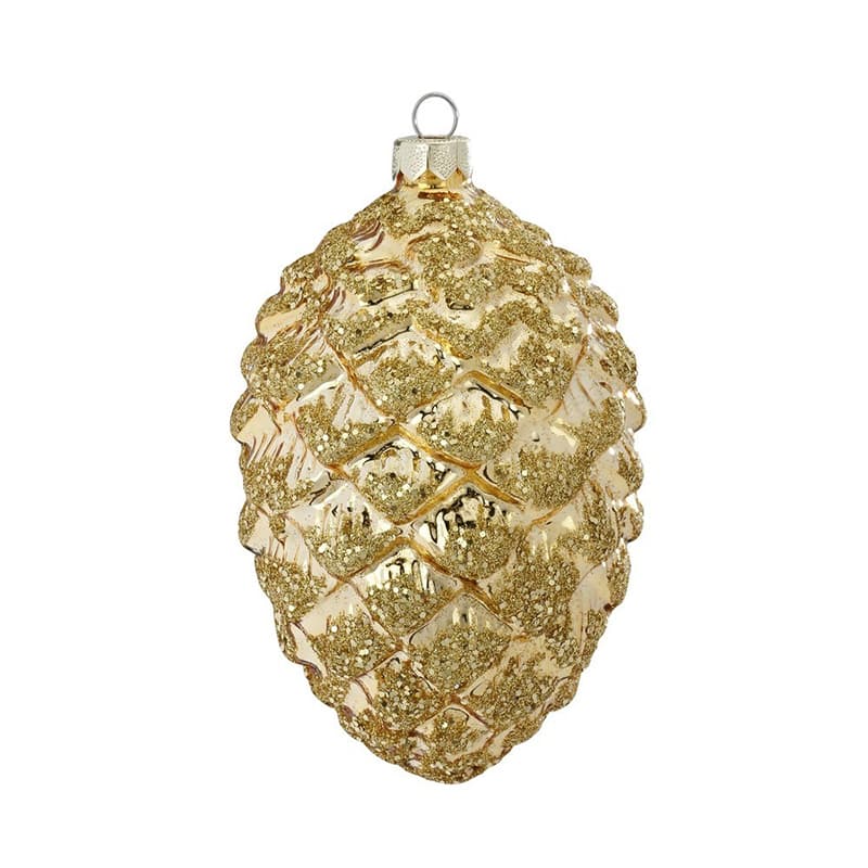 Glazen kerstbal - Gouden dennenappel