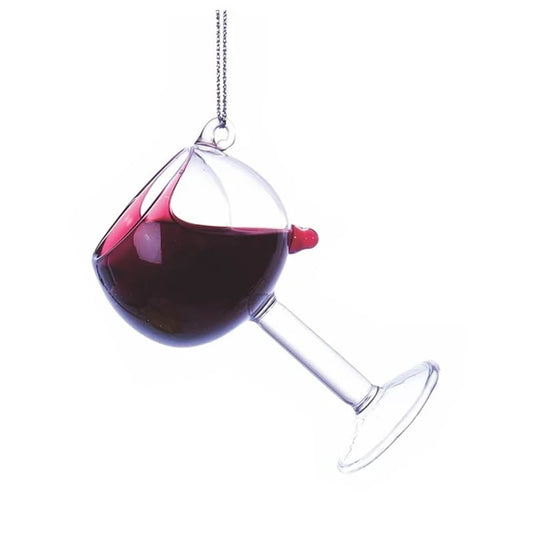 Glazen kerstbal - Glas rode wijn
