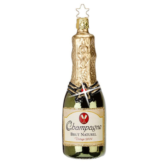 kerstornament fles champagne