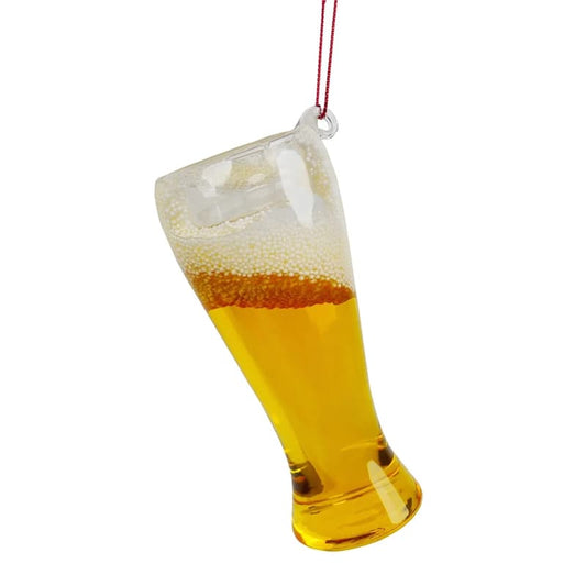 Glazen kerstbal - Glas Bier met schuimkraag