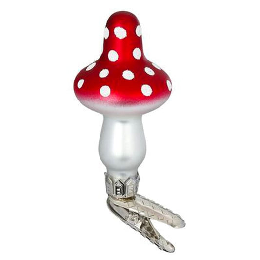 Glazen kerstbal - Paddenstoelen