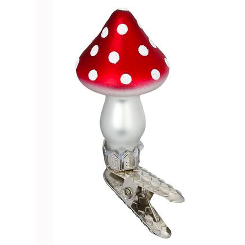 Glazen kerstbal - Paddenstoelen
