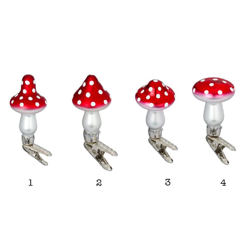 Glazen kerstbal - Paddenstoelen