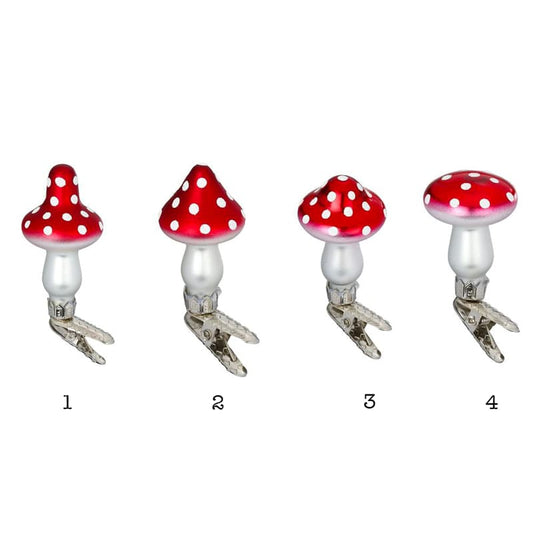Glazen kerstbal - Paddenstoelen