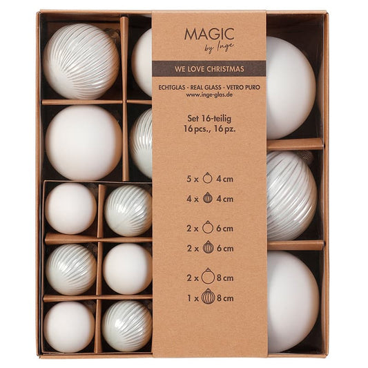 Witte glazen kerstballen 16-delig pakket - incl. breakage