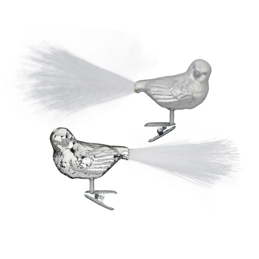 Clip met vogeltje zilver - glans of mat (vanaf september verkrijgbaar)