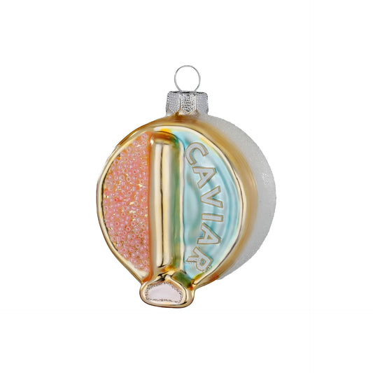 Glazen Kerstbal - Kaviaar blauw/roze (vanaf september verkrijgbaar)