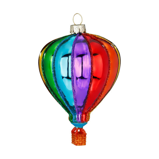 Glazen Kerstbal - Luchtballon regenboog (vanaf september verkrijgbaar)