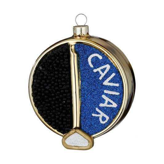 Glazen Kerstbal - Kaviaar zwart/blauw (vanaf september verkrijgbaar)