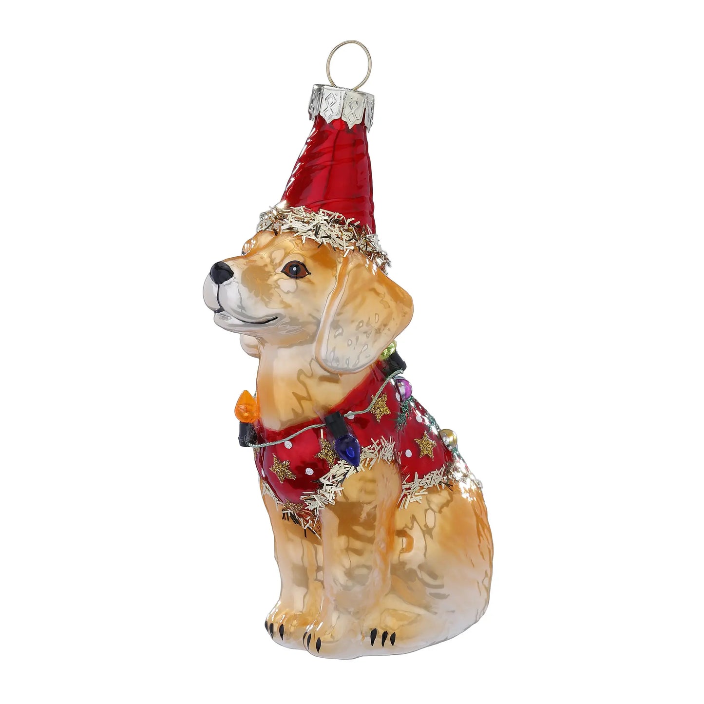 Glazen Kerstbal - Golden retriever in kerstpak (vanaf september verkrijgbaar)