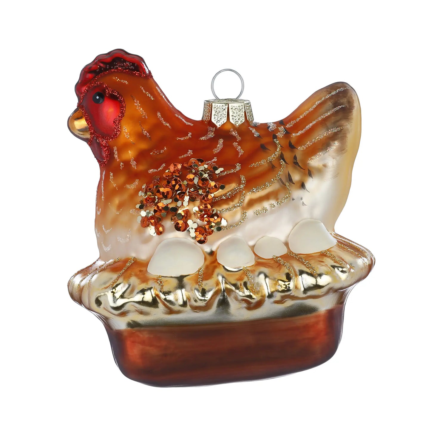 Glazen Kerstbal - Kip met eieren (september verkrijgbaar)