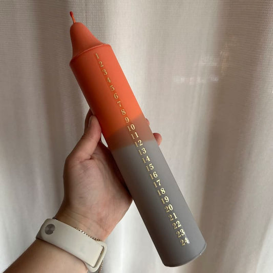 Advent kaars - oranje/grijs