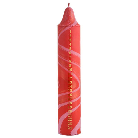 Advent kaars - marmer/rood