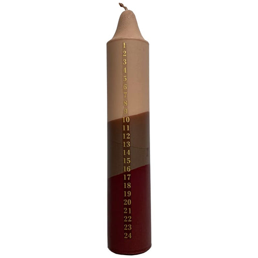 Advent kaars - beige/bruin/rood