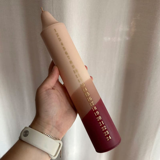 Advent kaars - beige/bruin/rood