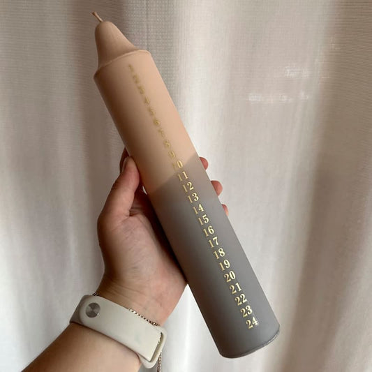 Advent kaars - beige/grijs