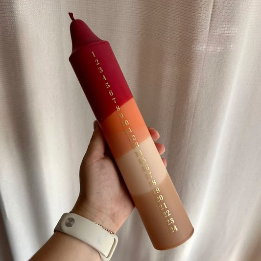 Advent kaars | rood/oranje/beige/bruin