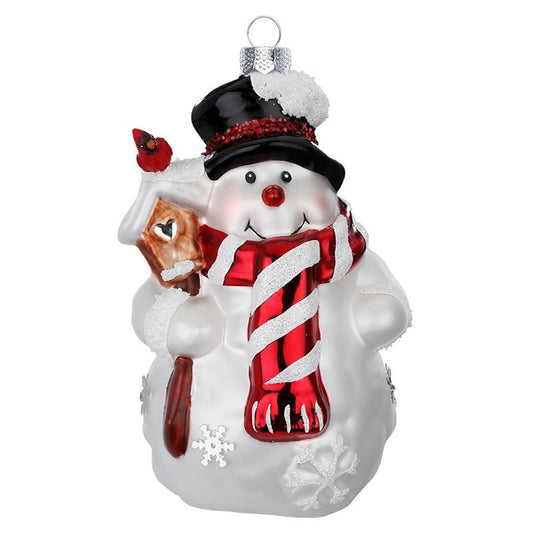 Glazen Kerstbal - Blije sneeuwpop (verkrijgbaar vanaf september)