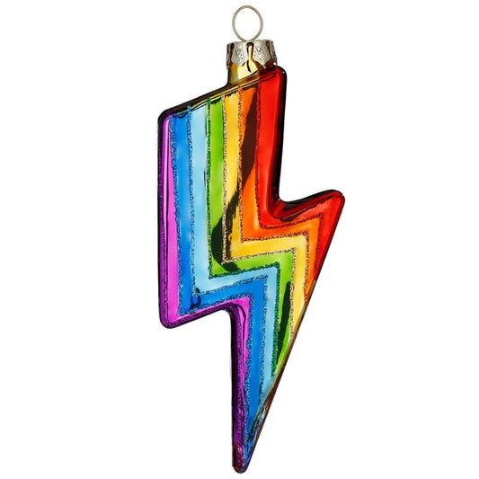 Glazen Kerstbal - Bliksemschicht regenboog (verkrijgbaar vanaf september)