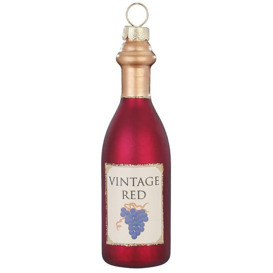 Glazen Kerstbal - Fles rode wijn (verkrijgbaar vanaf september)