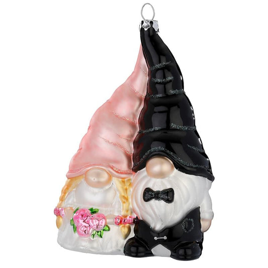 Glazen Kerstbal - Gnome paartje (verkrijgbaar vanaf september)