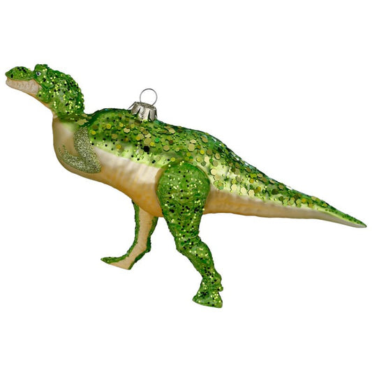 Glazen Kerstbal - Groene dinosaurus staand (verkrijgbaar vanaf september)