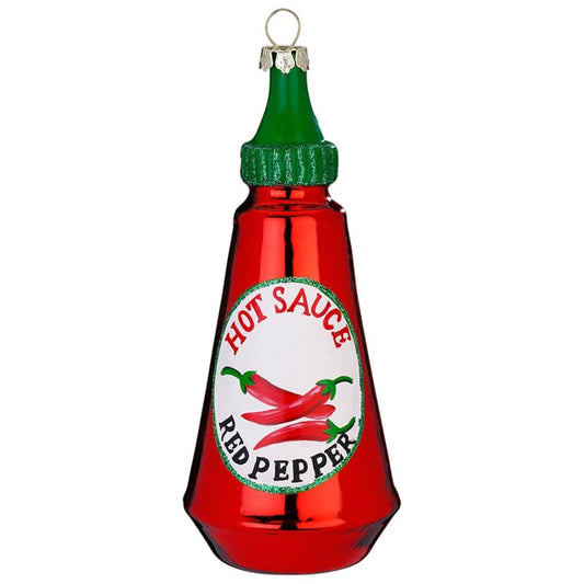 Glazen Kerstbal - Fles hete saus (vanaf september verkrijgbaar)