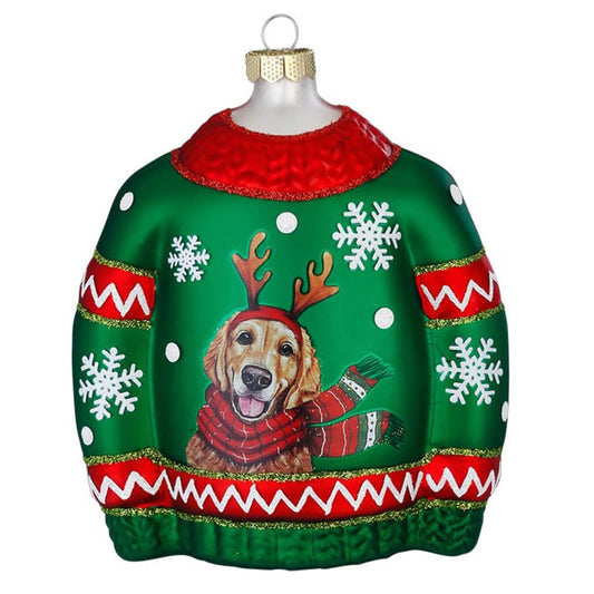 Glazen Kerstbal - Kersttrui met hond (verkrijgbaar vanaf september)