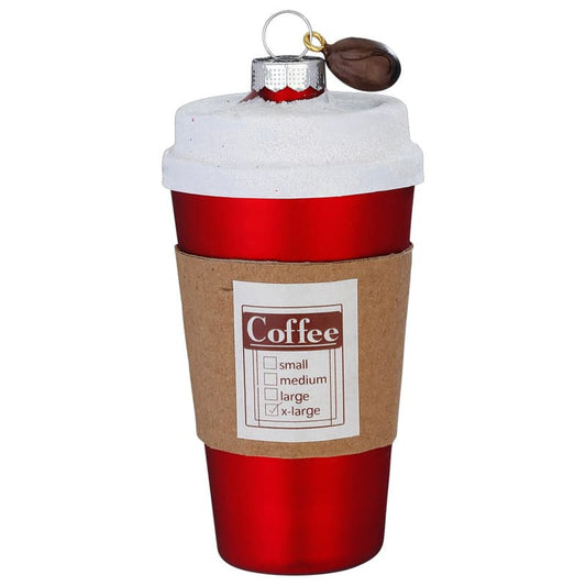 Glazen Kerstbal - Koffiebeker to go (vanaf september verkrijgbaar)
