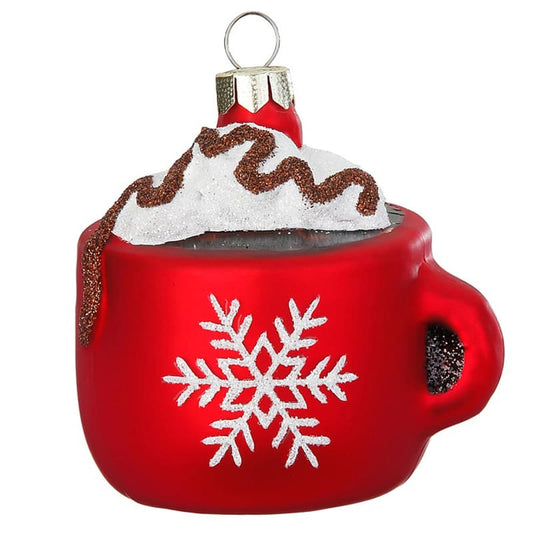 Glazen Kerstbal - Warme chocomelk met slagroom (vanaf september verkrijgbaar)