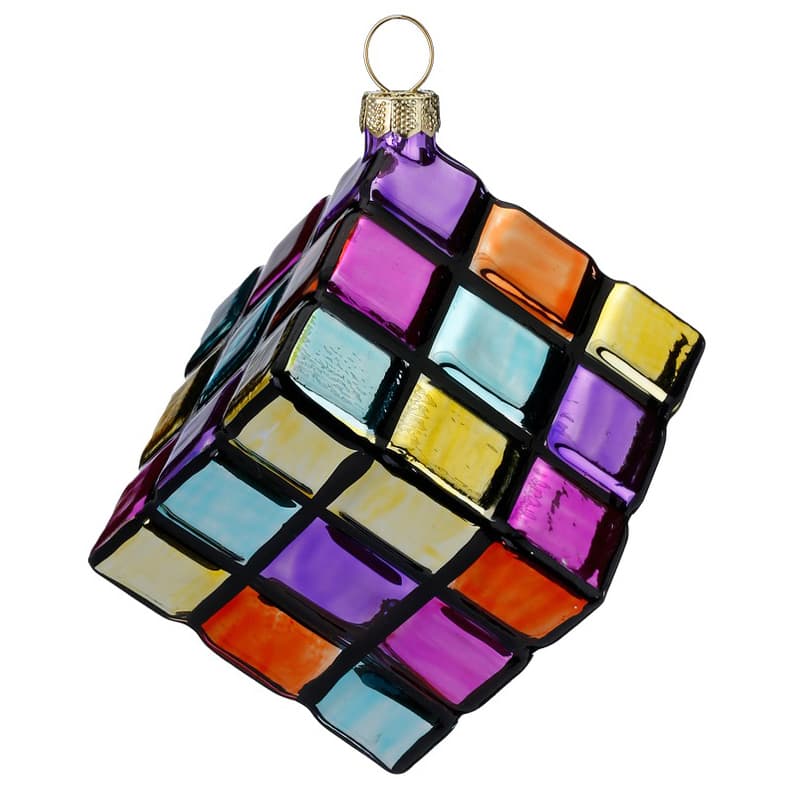 Glazen Kerstbal - Rubik's cube (verkrijgbaar vanaf september)