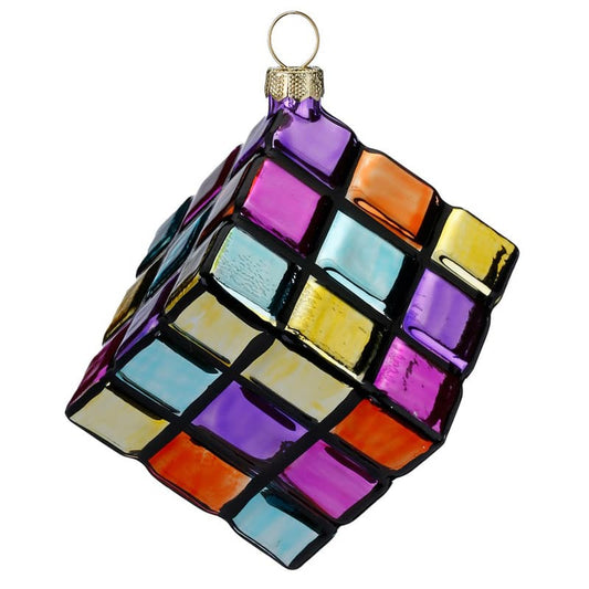 Glazen Kerstbal - Rubik's cube (verkrijgbaar vanaf september)
