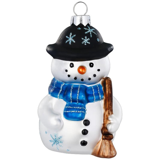 Glazen Kerstbal - Sneeuwman met blauwe sjaal (verkrijgbaar vanaf september)