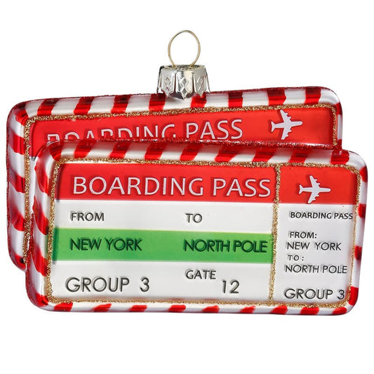Glazen Kerstbal - Boarding pass (verkrijgbaar vanaf september)