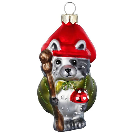 Glazen Kerstbal - Wasbeer met kerstmuts (verkrijgbaar vanaf september)
