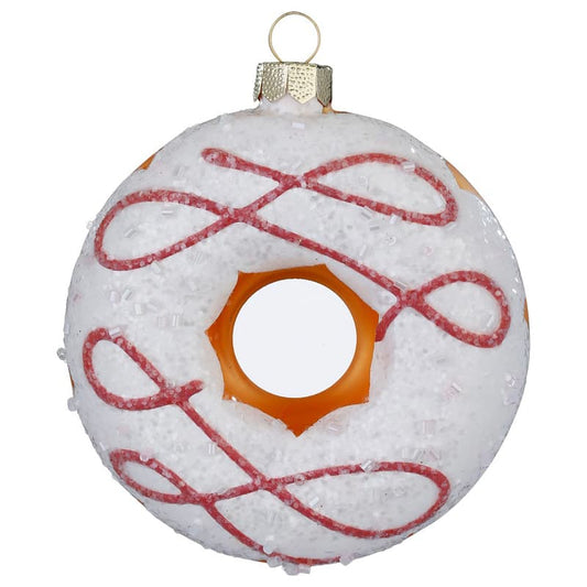 Glazen Kerstbal - Donut wit (verkrijgbaar vanaf september)