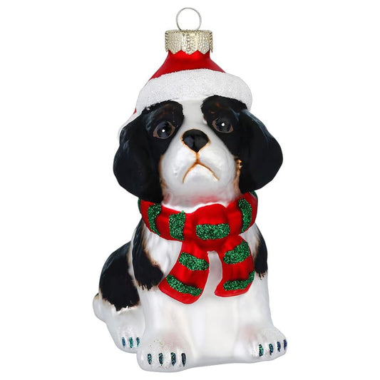 Glazen Kerstbal - Zwart witte hond (verkrijgbaar vanaf september)
