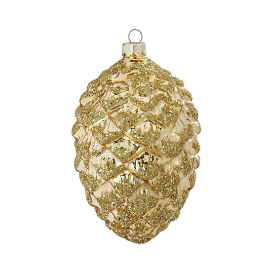 Glazen kerstbal - Gouden dennenappel