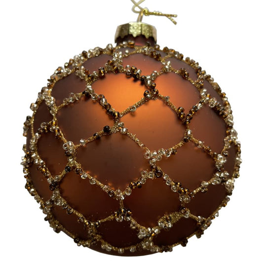 Glazen kerstbal - Honeycomb brons