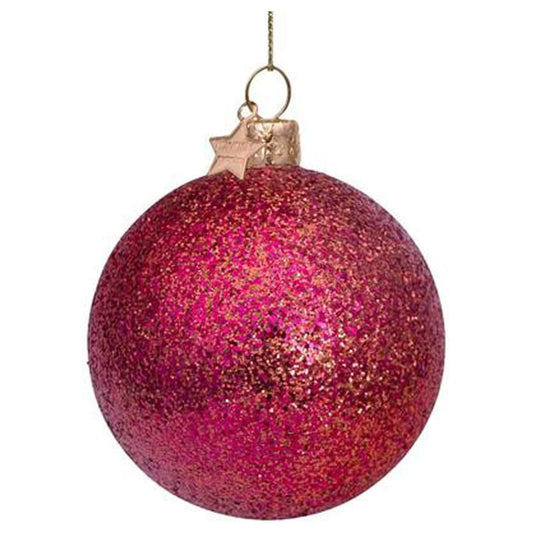 roze glitter kerstbal