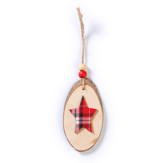 Houten hanger met schotse ruit - ster