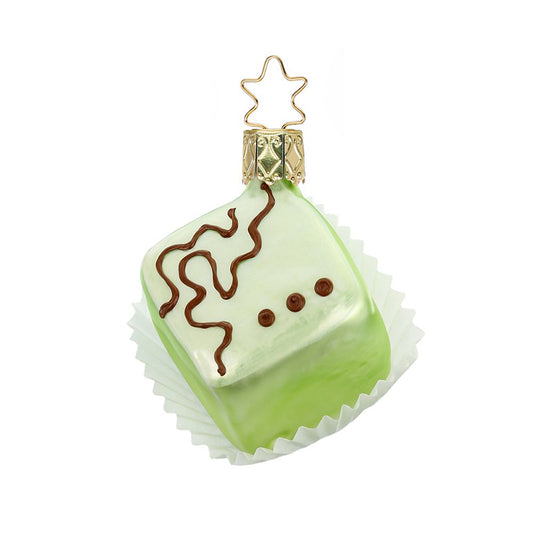 Glazen kerstbal - Petit four groen