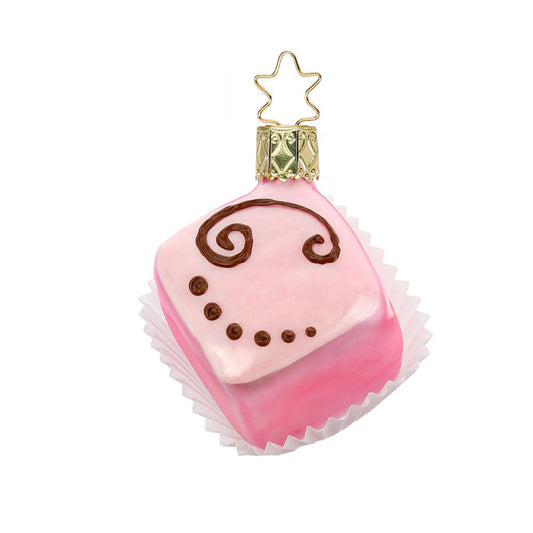 Glazen kerstbal - Petit four pink