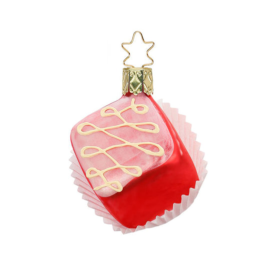 Glazen kerstbal - Petit four rood