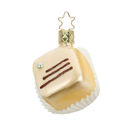 Glazen kerstbal - Petit four vanille